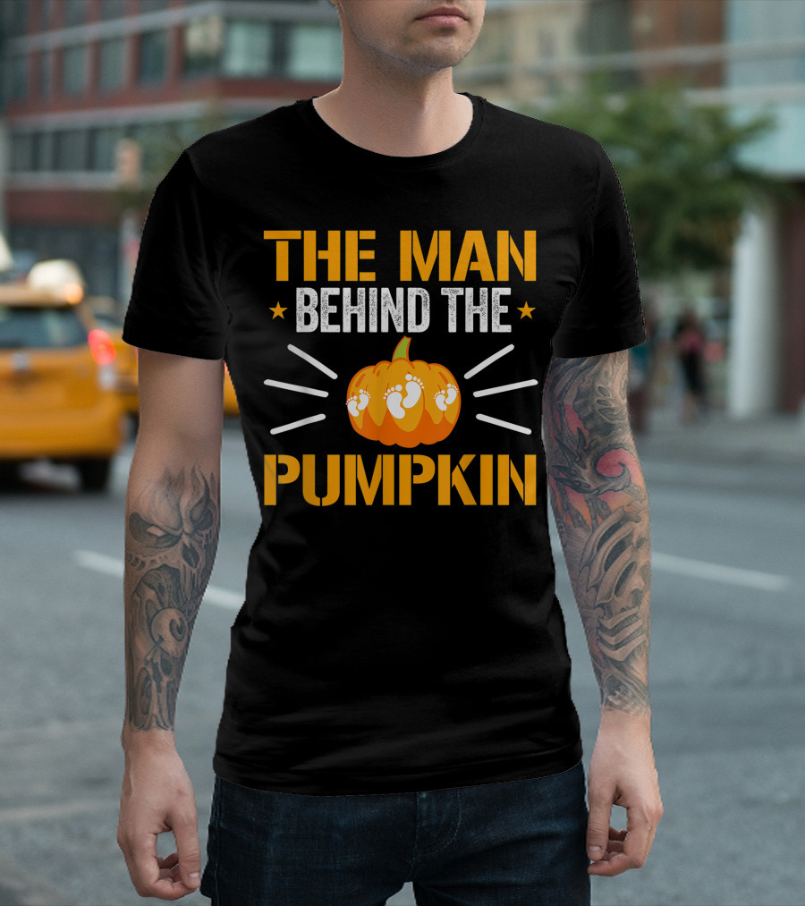 The Man Behind The Pumpkin New Dad Halloween Expecting T-Shirt