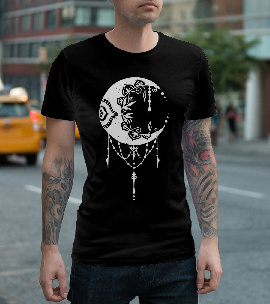 Crescent Moon Lunar Symbol with Halloween Pumpkin T-Shirt