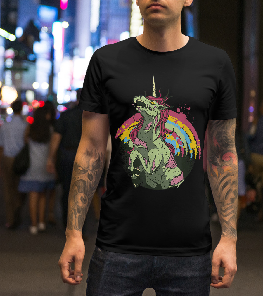 Zombie Unicorn Zombicorn Halloween Rainbow T-Shirt