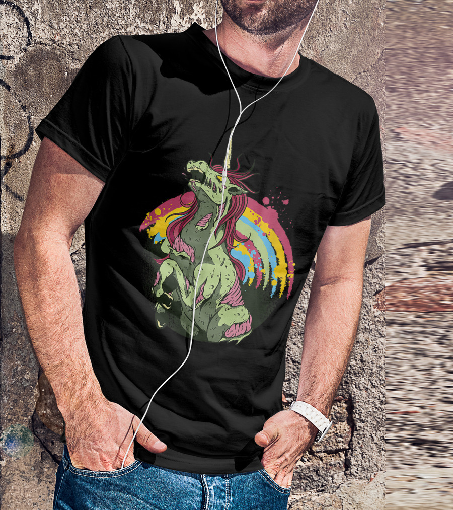 Zombie Unicorn Zombicorn Halloween Rainbow T-Shirt