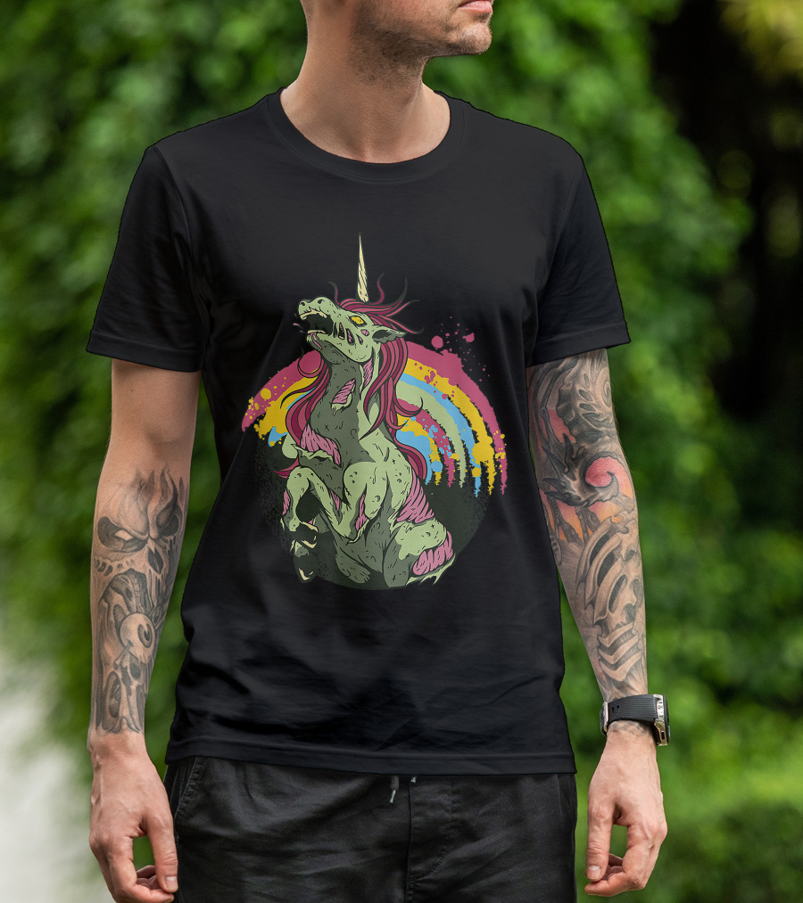 Zombie Unicorn Zombicorn Halloween Rainbow T-Shirt