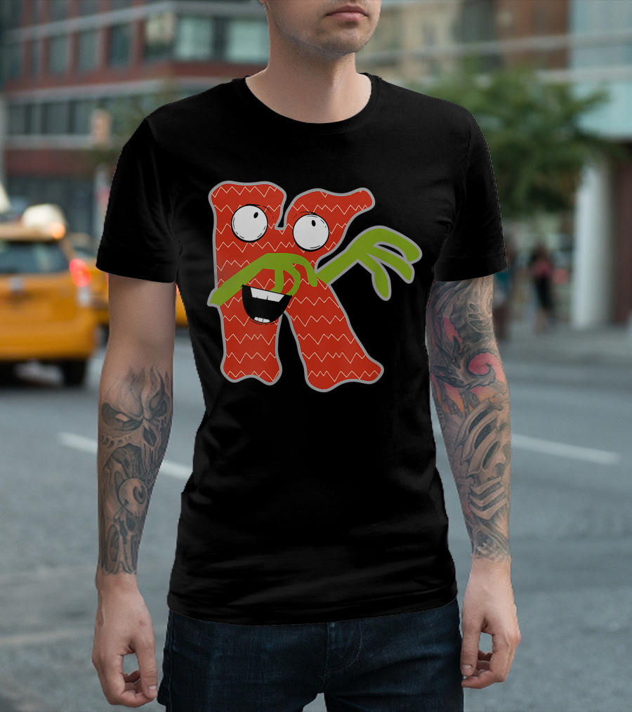 Alphabet K Monster Fun Cute Scary Creature Monogram Initial T-Shirt