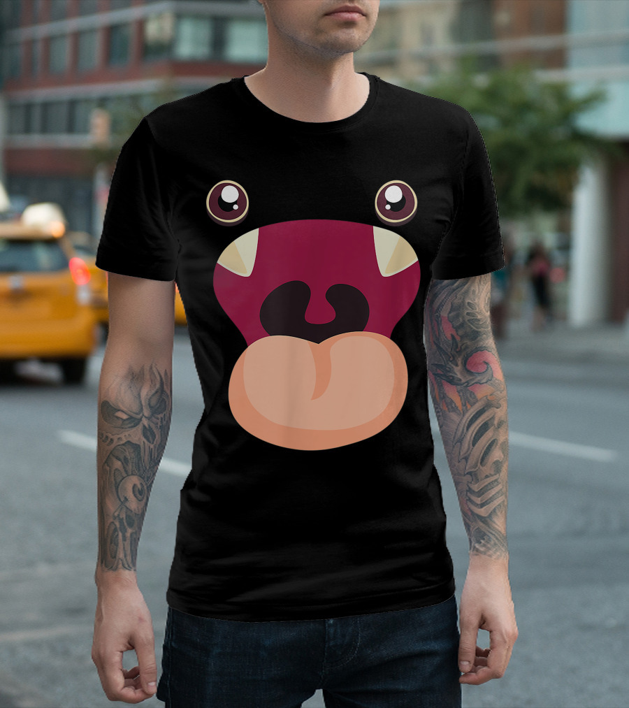 Red Monster Face With Big Eyes Funny Matching Halloween T-Shirt