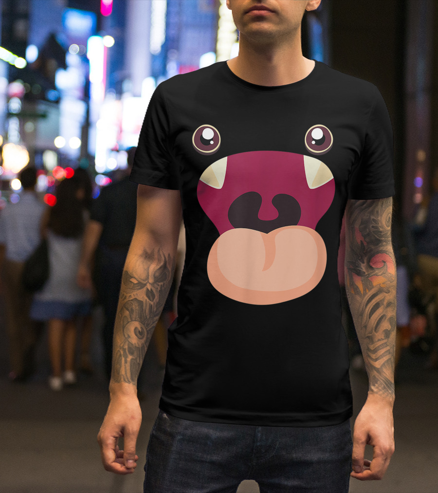 Red Monster Face With Big Eyes Funny Matching Halloween T-Shirt