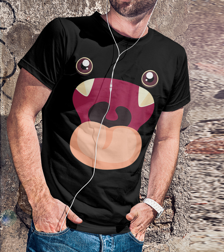 Red Monster Face With Big Eyes Funny Matching Halloween T-Shirt