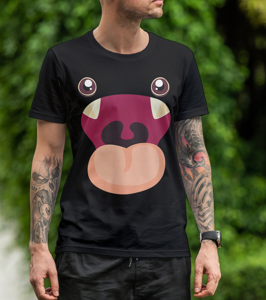 Red Monster Face With Big Eyes Funny Matching Halloween T-Shirt