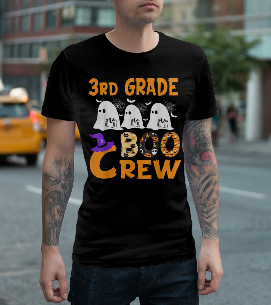 3Rd Grade Boo Crew Funny Ghost Witch Halloween Ghosts and Bats T-Shirt