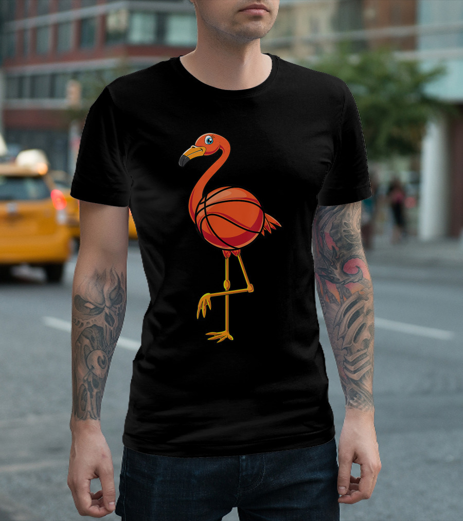 Spooky Flamingo Pumpkin Halloween Basketball Lover Sport Hybrid T-Shirt