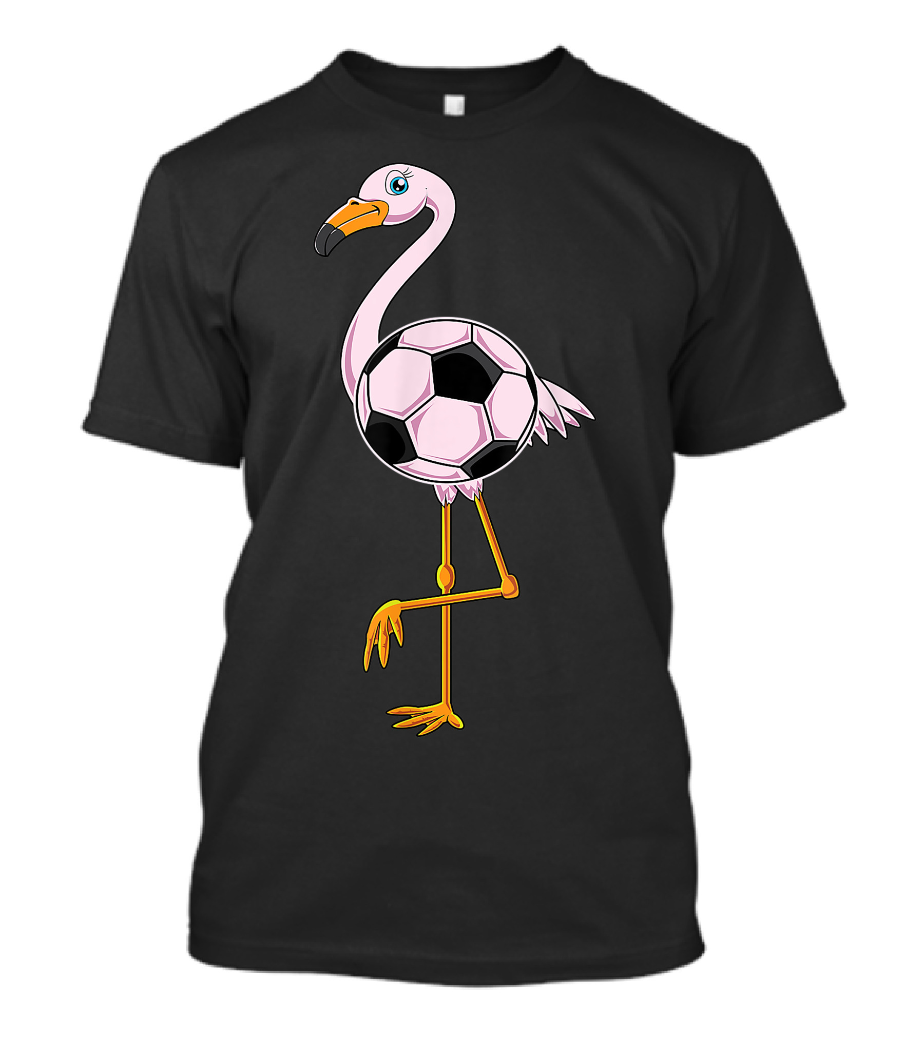 Pink Flamingo Pumpkin Halloween Soccer Lover Girls Flamingo With Soccer Ball Body T-Shirt