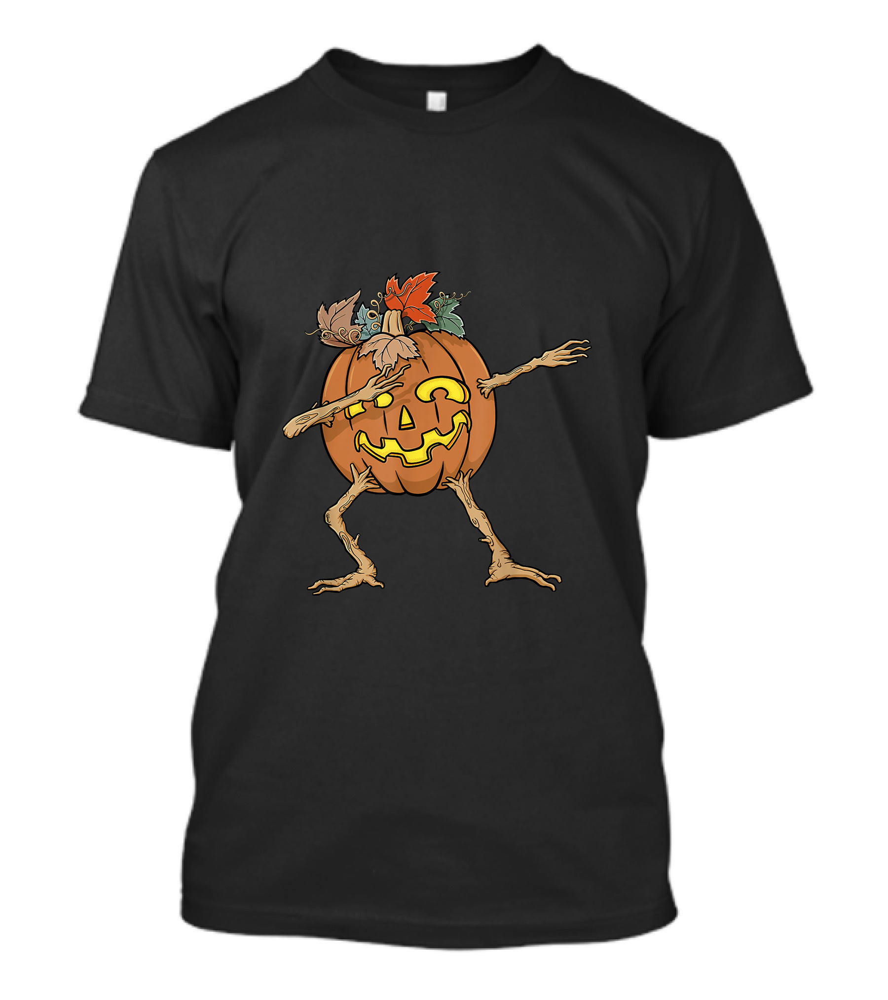 Funny Dabbing Pumpkin Jack O Lantern With Autumn Leaves For Halloween T-Shirt