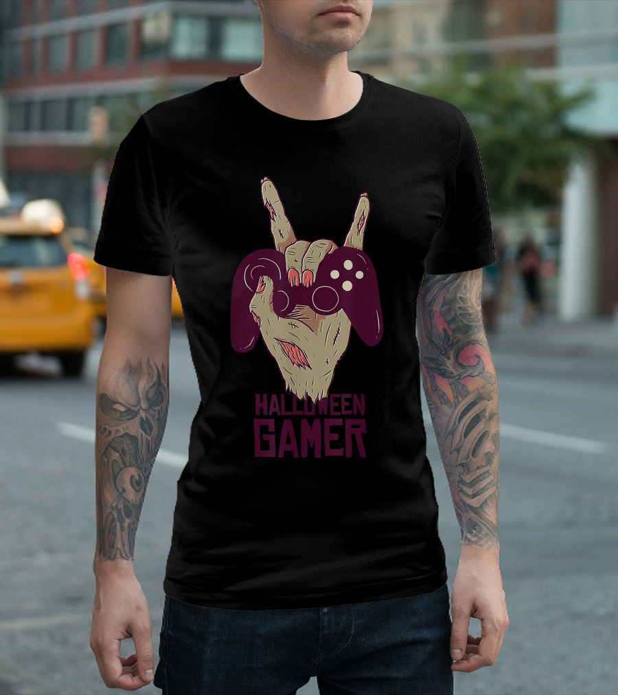 Halloween Gamer Zombie Hands Video Game Lovers T-Shirt