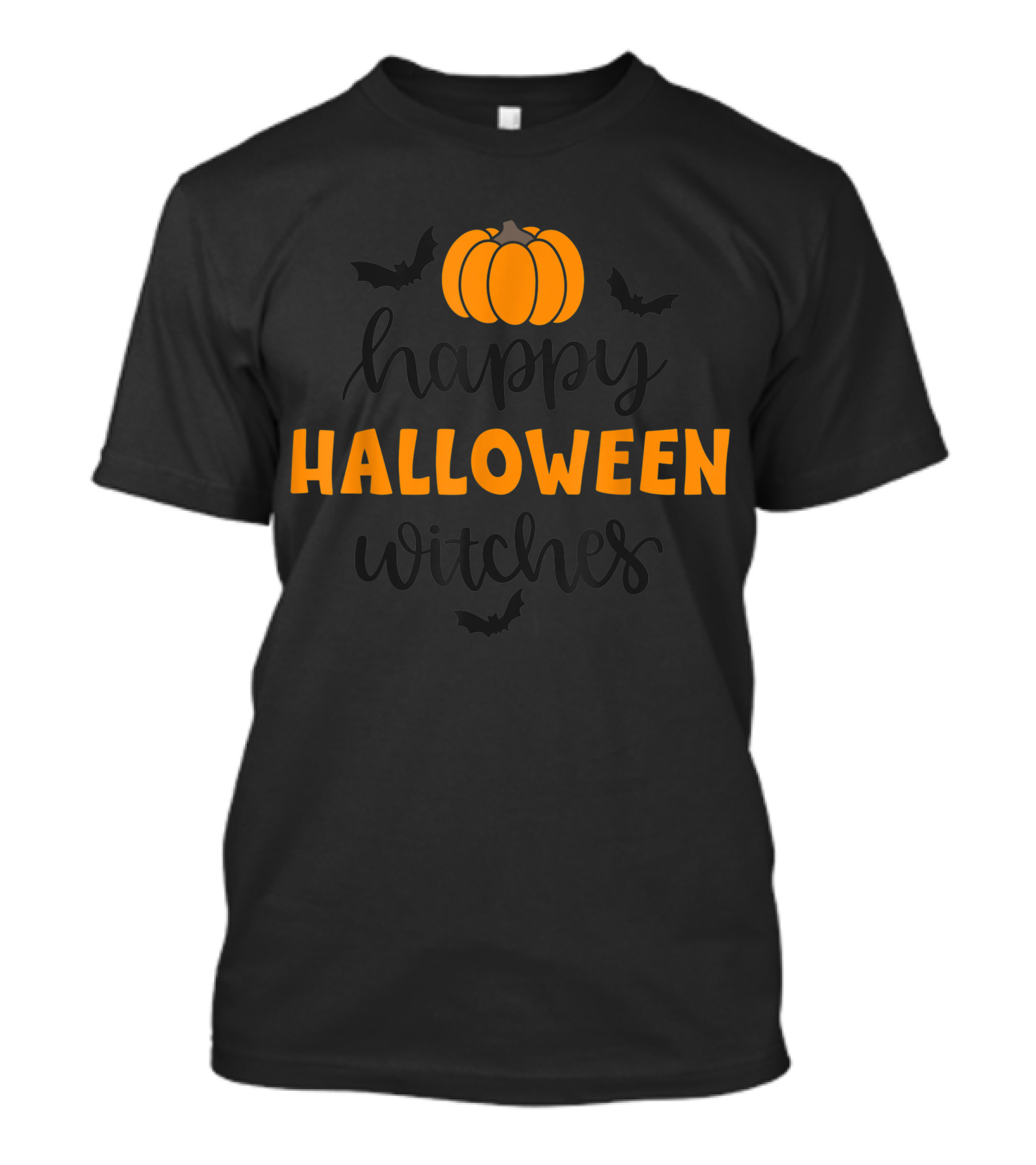 Happy Halloween Witches Pumpkin And Bats T-Shirt