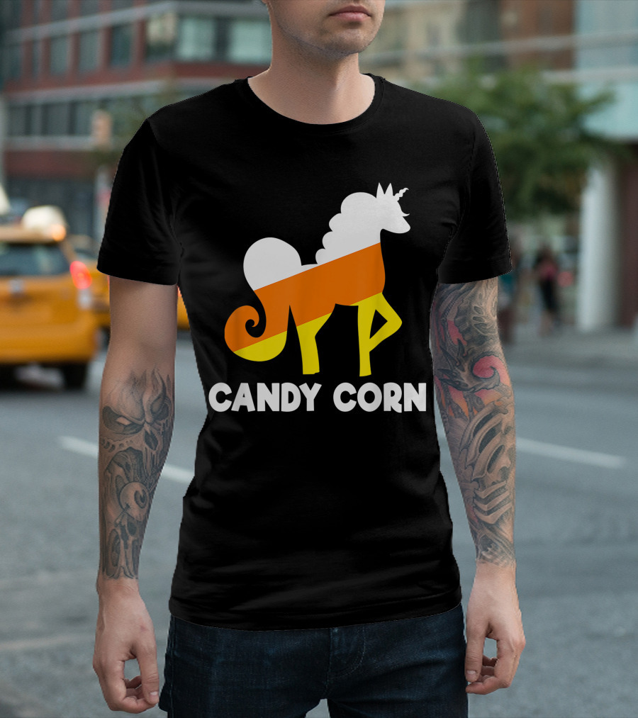 Candy Corn Halloween Unicorn Funny Kids Teacher T-Shirt