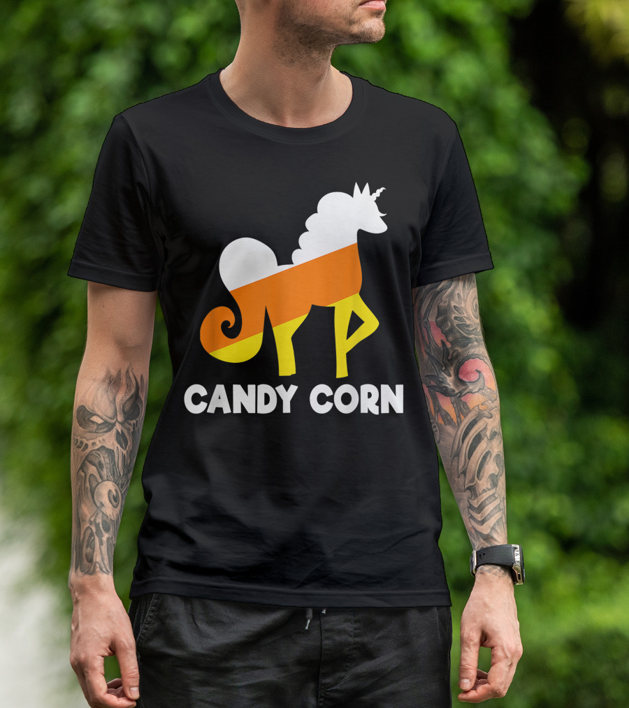 Candy Corn Halloween Unicorn Funny Kids Teacher T-Shirt