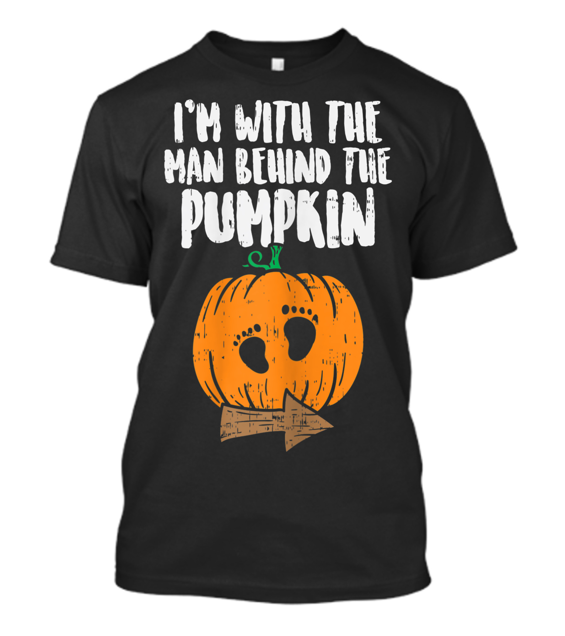 I'm With The Man Behind The Pumpkin Halloween Pregnancy Couple T-Shirt