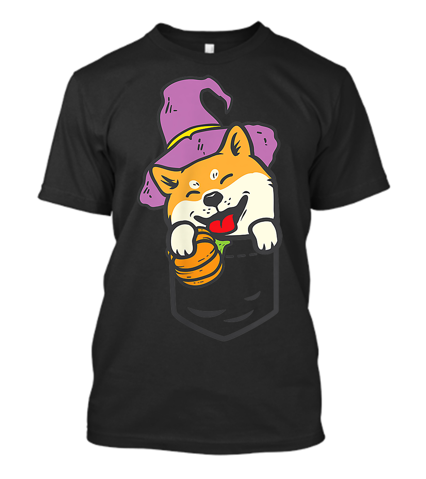 Shiba Inu Wizard Pocket Pumpkin Halloween Dog Owner T-Shirt