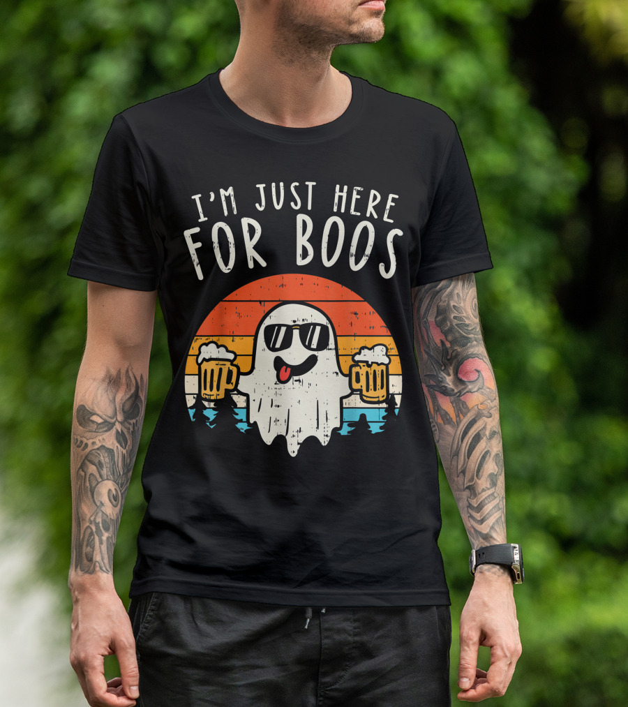 I'm Just Here For Boos Ghost Halloween Beer T-Shirt
