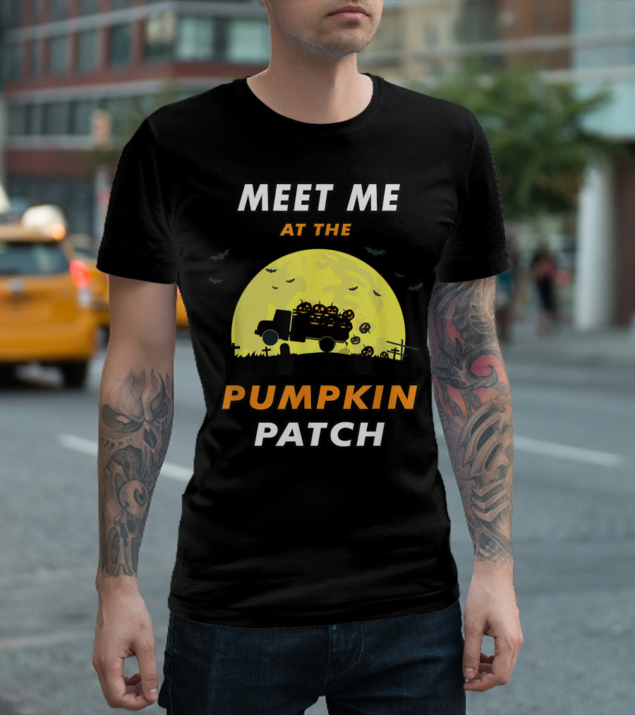 MEET ME AT THE PUMPKIN PATCH Halloween Moon Bats Truck T-Shirt