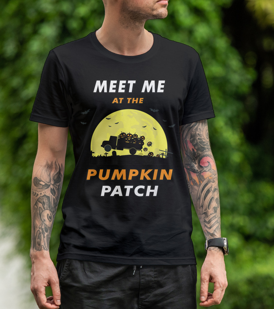 MEET ME AT THE PUMPKIN PATCH Halloween Moon Bats Truck T-Shirt
