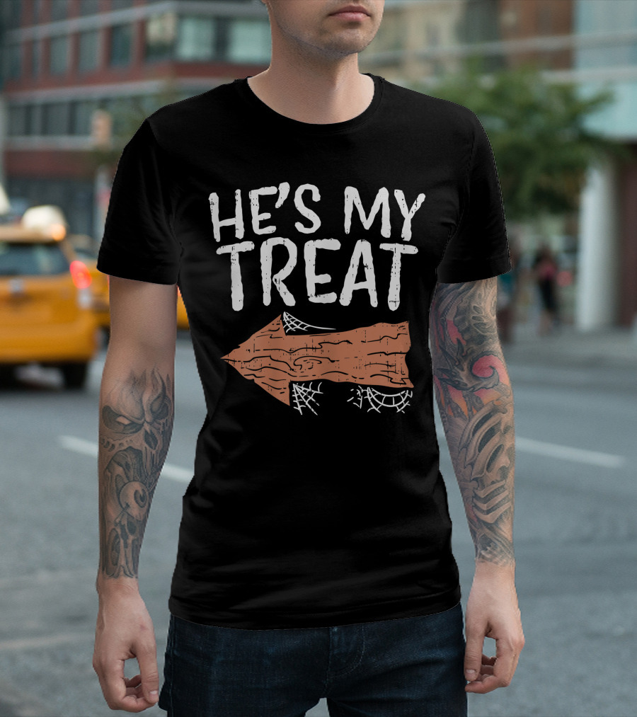 He's My Treat Matching Halloween Costume Arrow Spiderweb T-Shirt