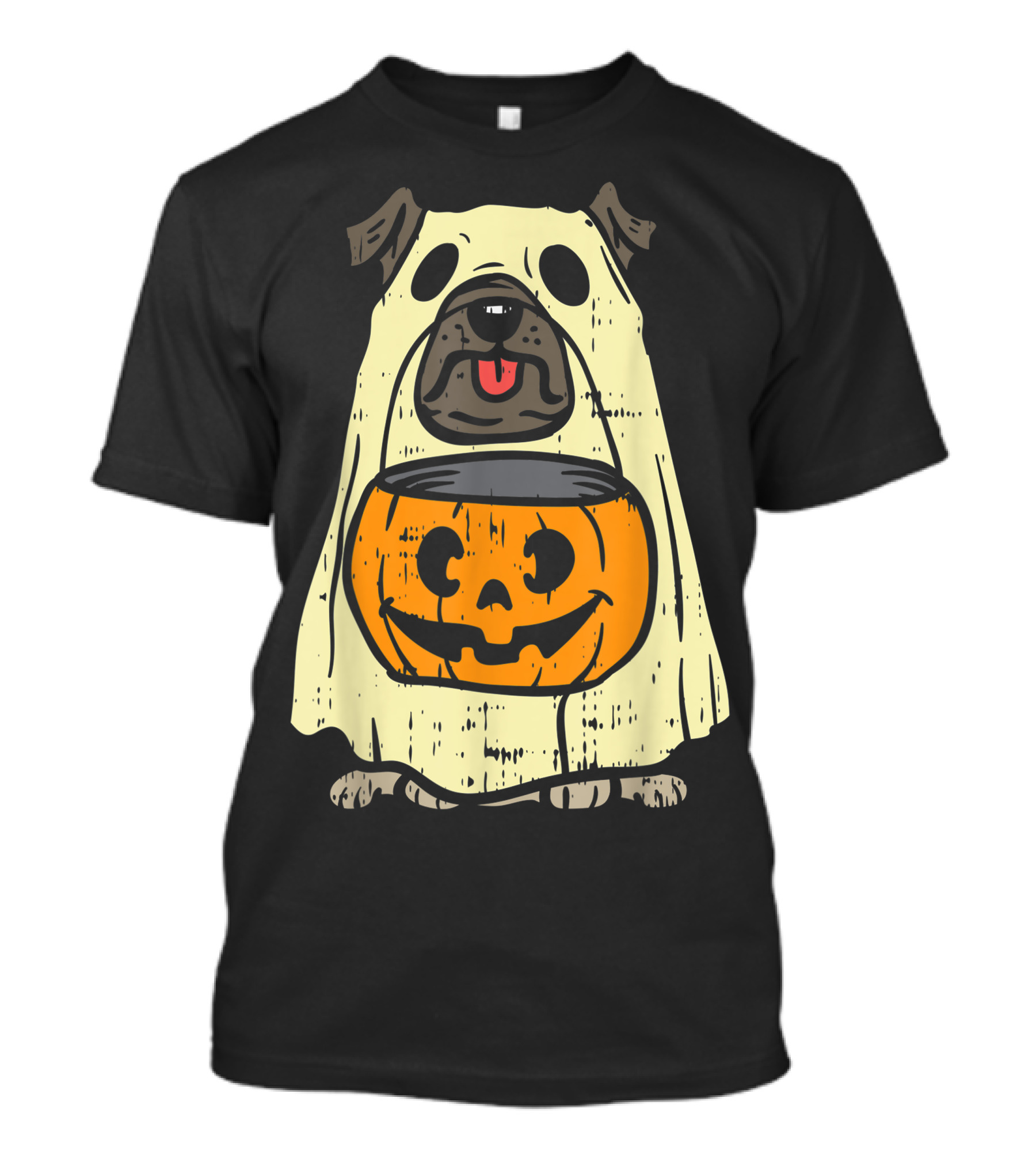 Pug Ghost Pumpkin Funny Halloween Costume Dog Owner Lover Ghostly Pug Jack-O-Lantern T-Shirt