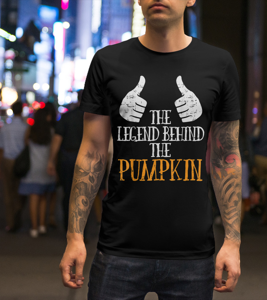 Legend Behind Pumpkin Funny Halloween Pregnancy Announcement Thumbs Up T-Shirt
