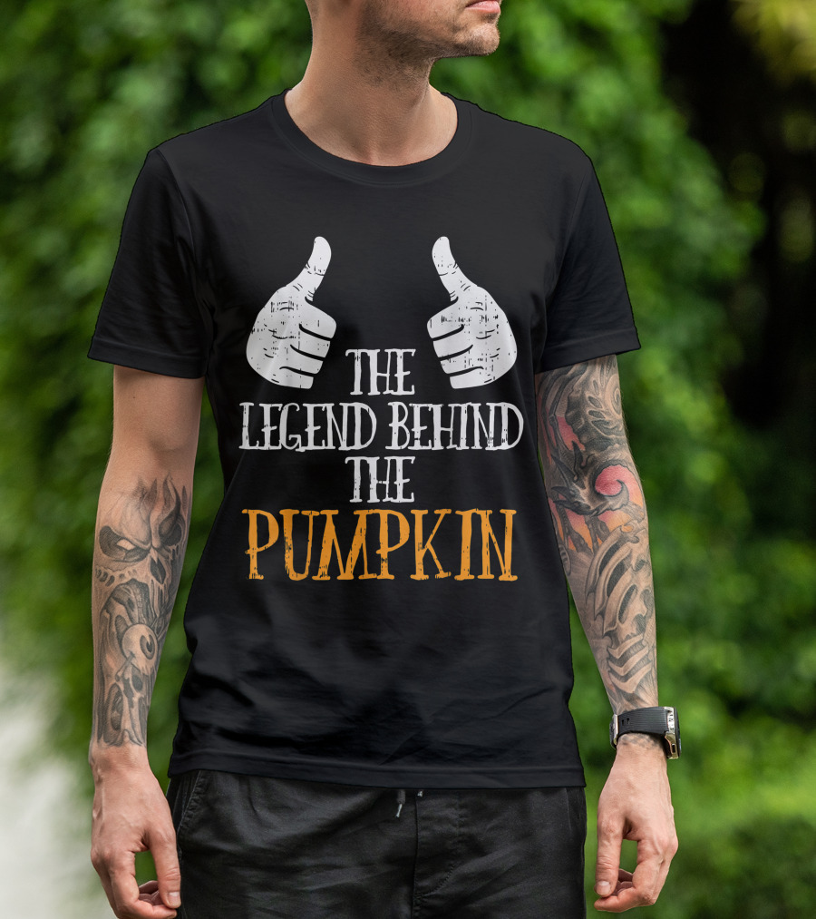 Legend Behind Pumpkin Funny Halloween Pregnancy Announcement Thumbs Up T-Shirt