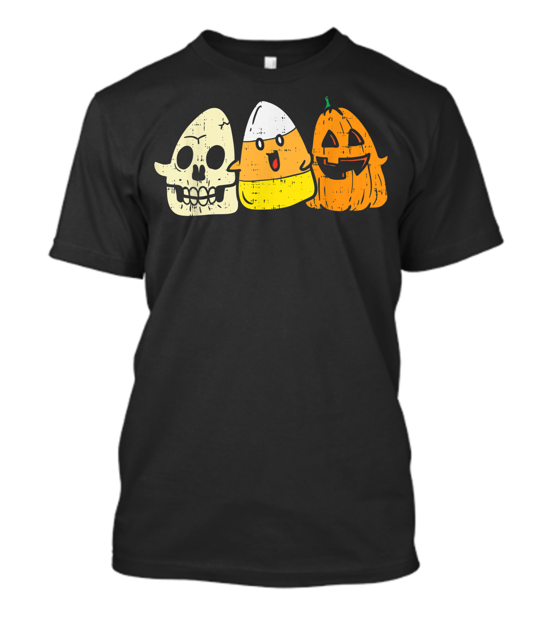 Skeleton Skull Candy Corn Pumpkin Fun Halloween T-Shirt