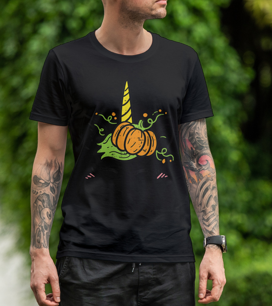 Scary Unicorn Face Pumpkin Halloween Costume Girls Cute T-Shirt