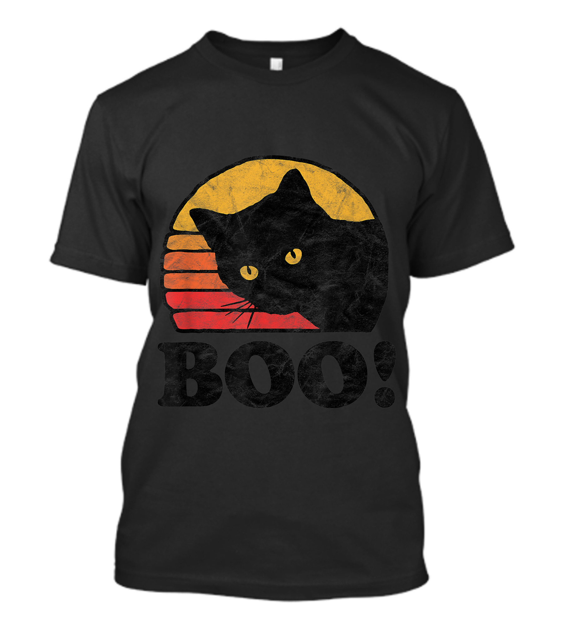Boo Vintage Eighties Distressed Cat Halloween T-Shirt