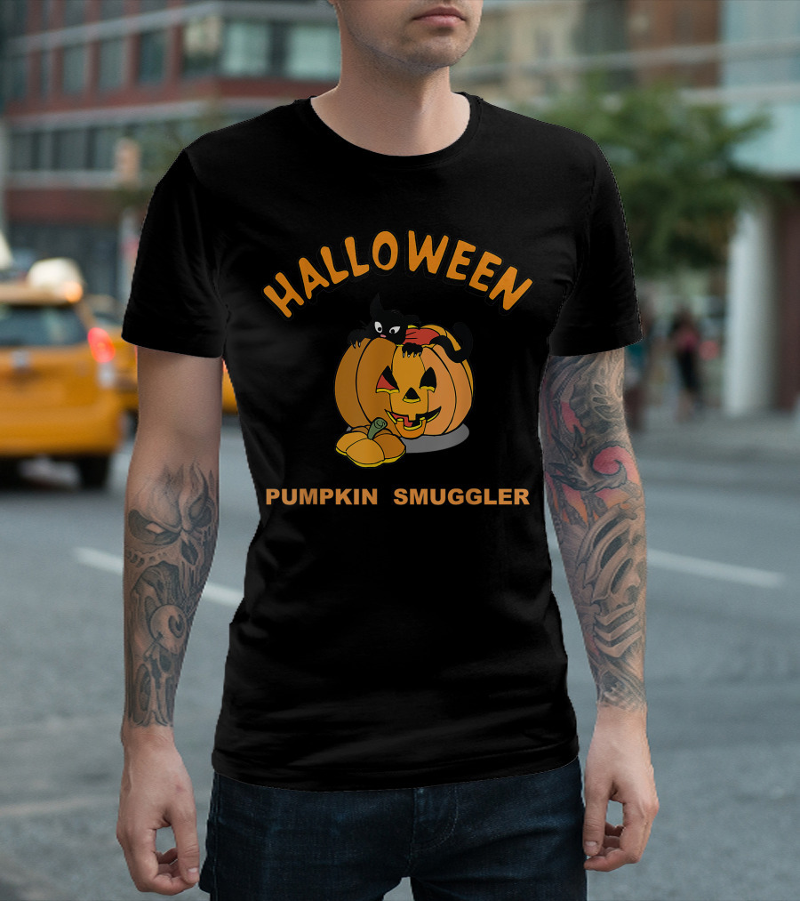 Halloween Pumpkin Smuggler Cat T-Shirt