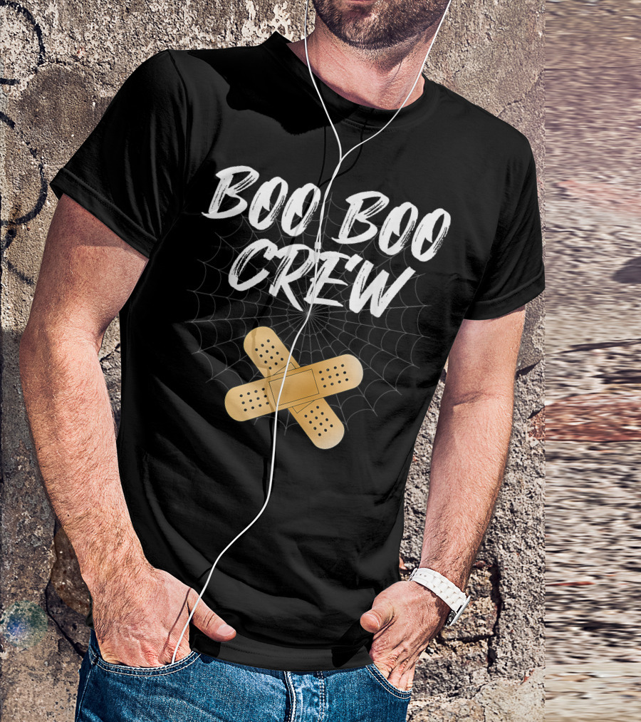 Boo Boo Crew Funny Nurse Halloween Hospital Scary Spider Web Bandages T-Shirt