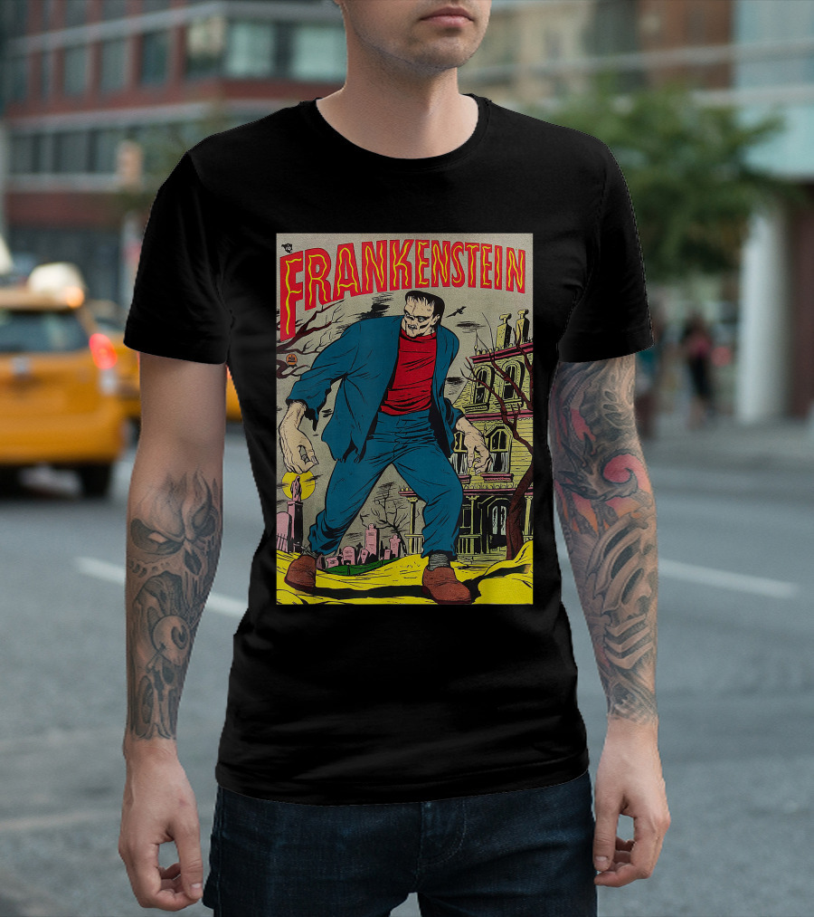 Frankenstein Classic Monster Horror Comic Book Vintage Cover T-Shirt