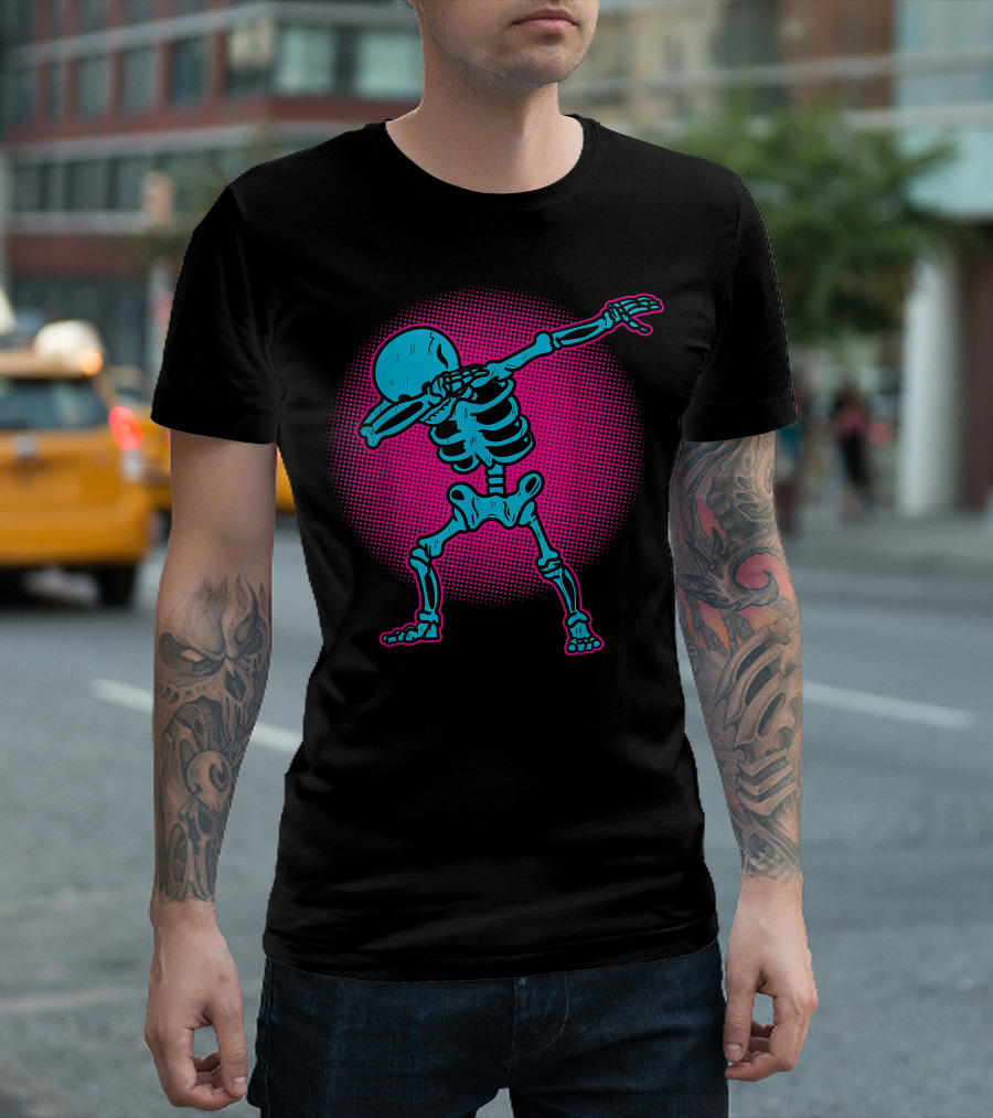 Funny Dabbing Skeleton Kids Adults Halloween Costume T-Shirt
