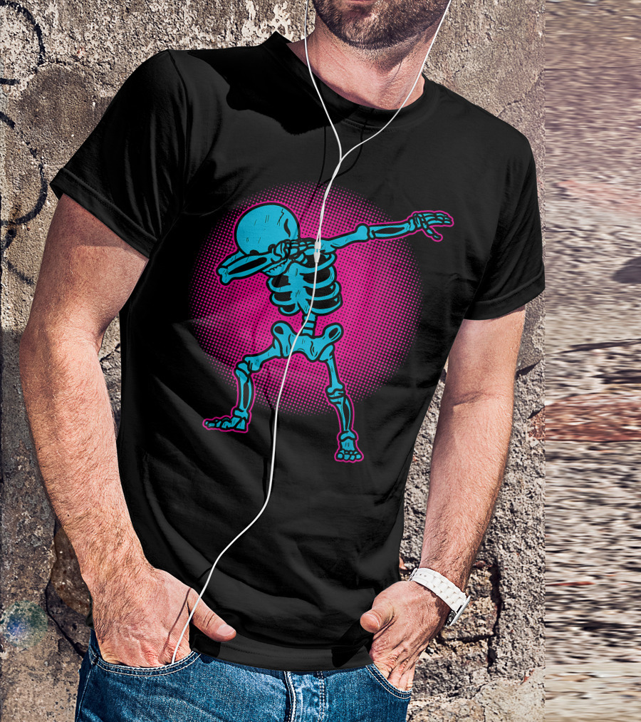 Funny Dabbing Skeleton Kids Adults Halloween Costume T-Shirt