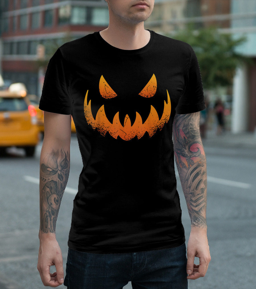 Halloween Pumpkin Scary Face Jack-O'-Lantern T-Shirt