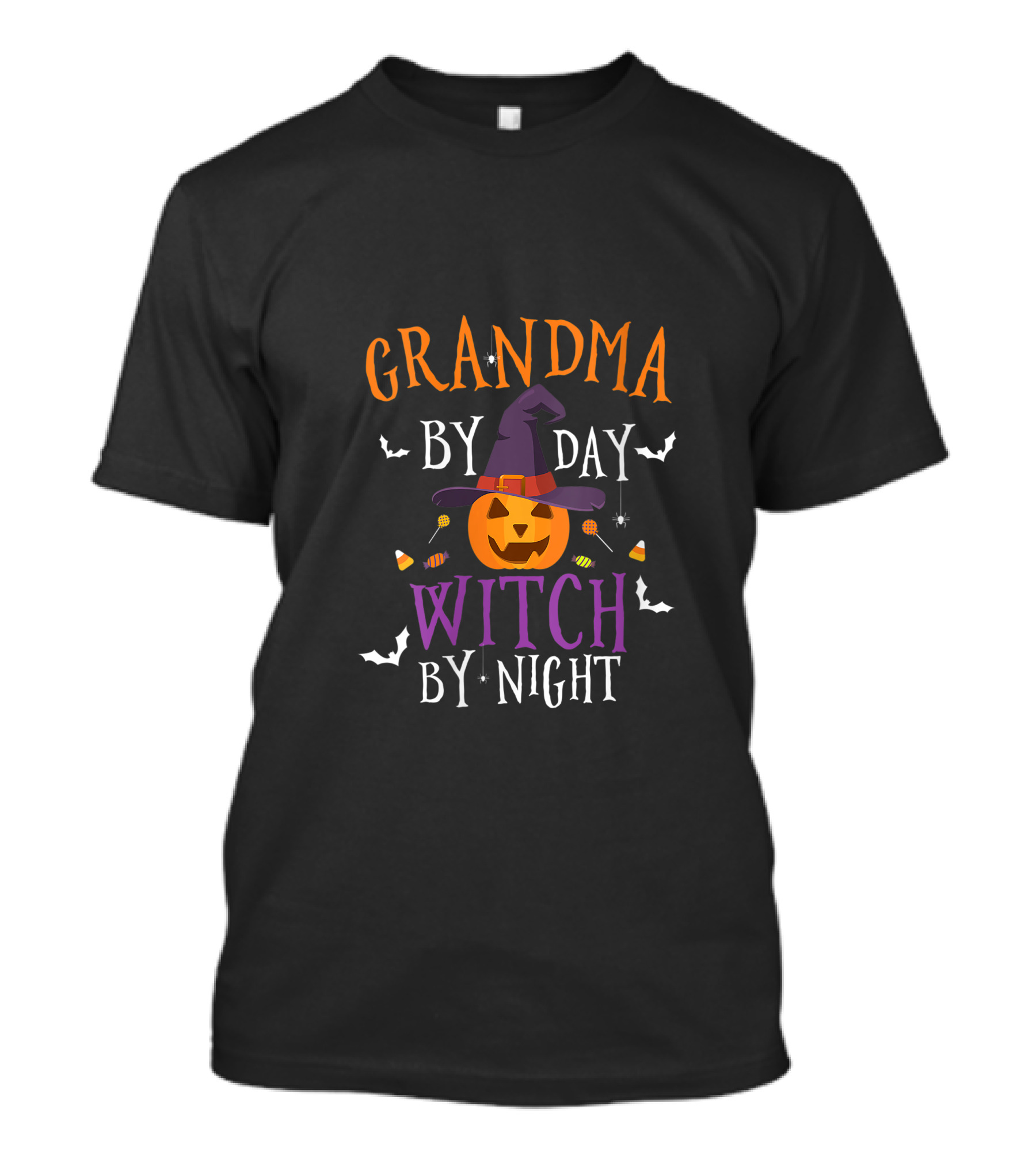 Grandma By Day Witch By Night Halloween Pumpkin Funny T-Shirt