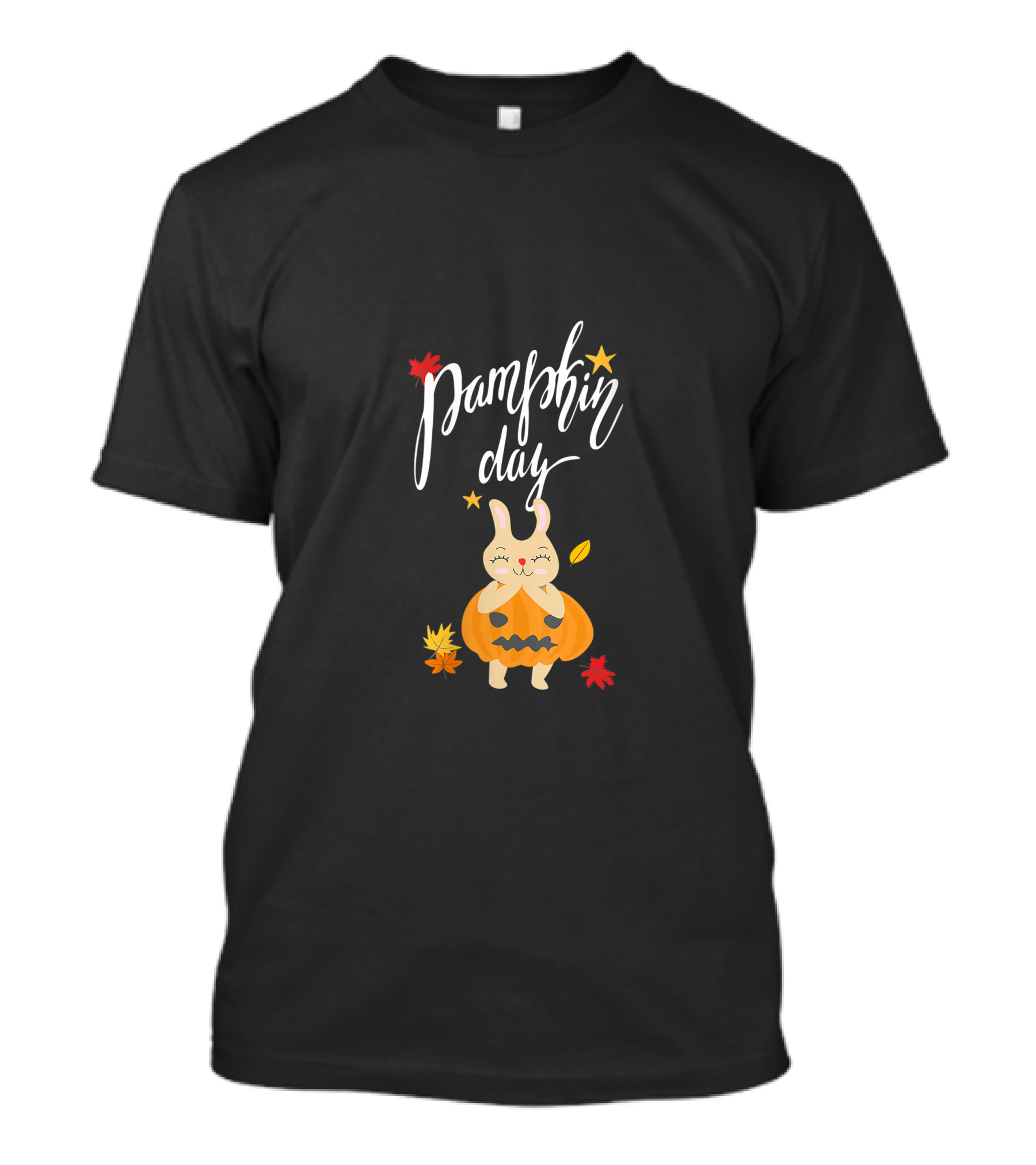 Pumpkin Day Cute Bunny Autumn Leaves Vintage Halloween T-Shirt