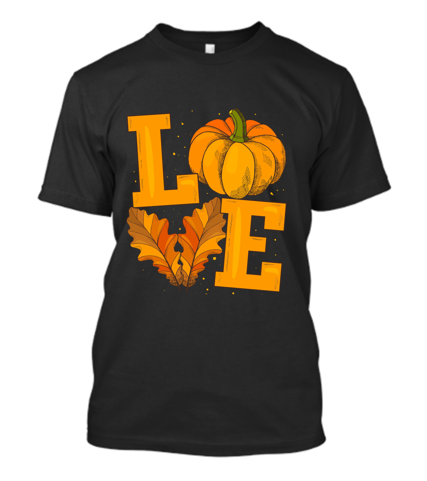 Happy Thanksgiving Love With Pumpkin And Leaves T-Shirt
