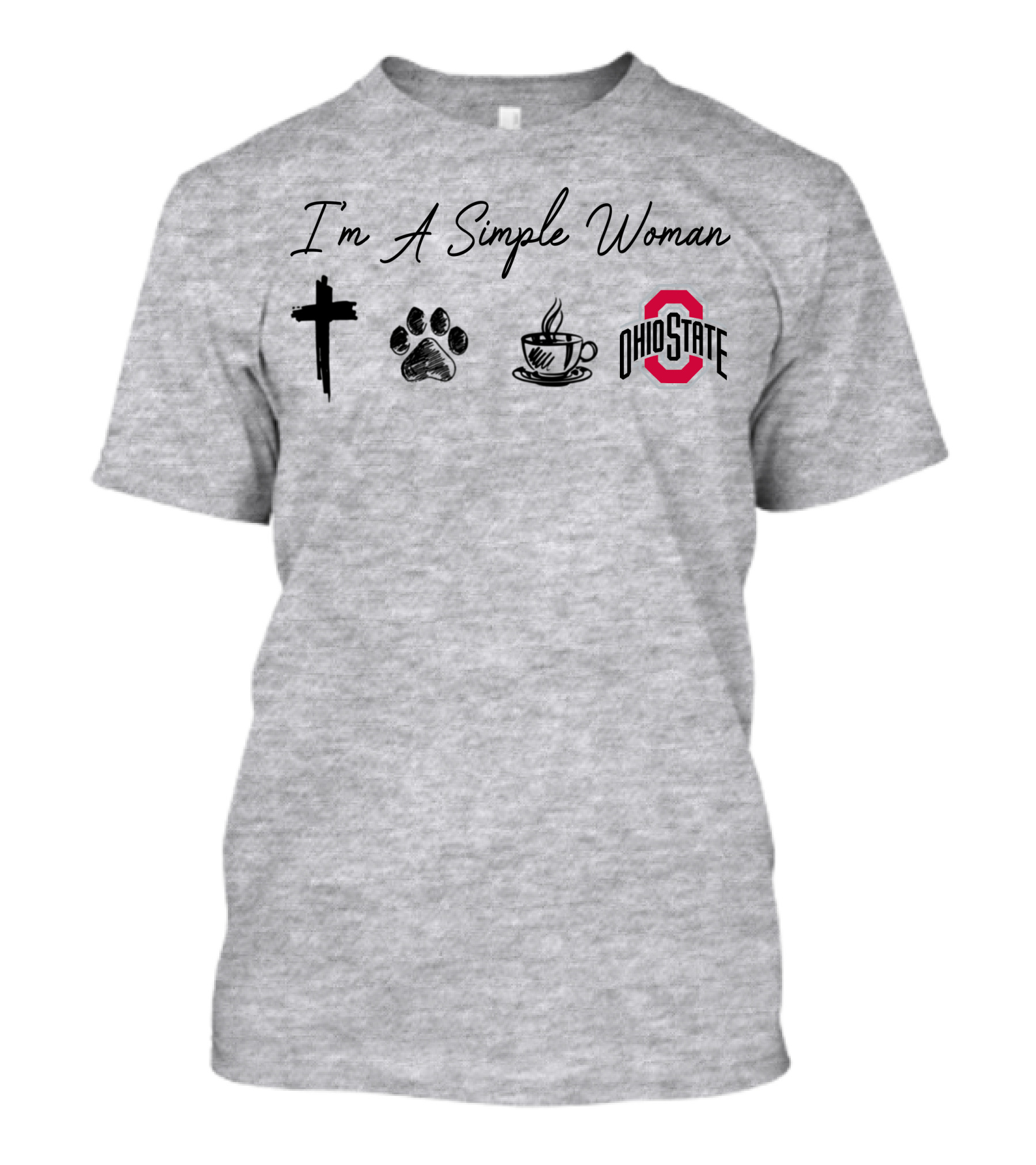 I'm A Simple Woman Cross Paw Coffee Ohio State T-Shirt