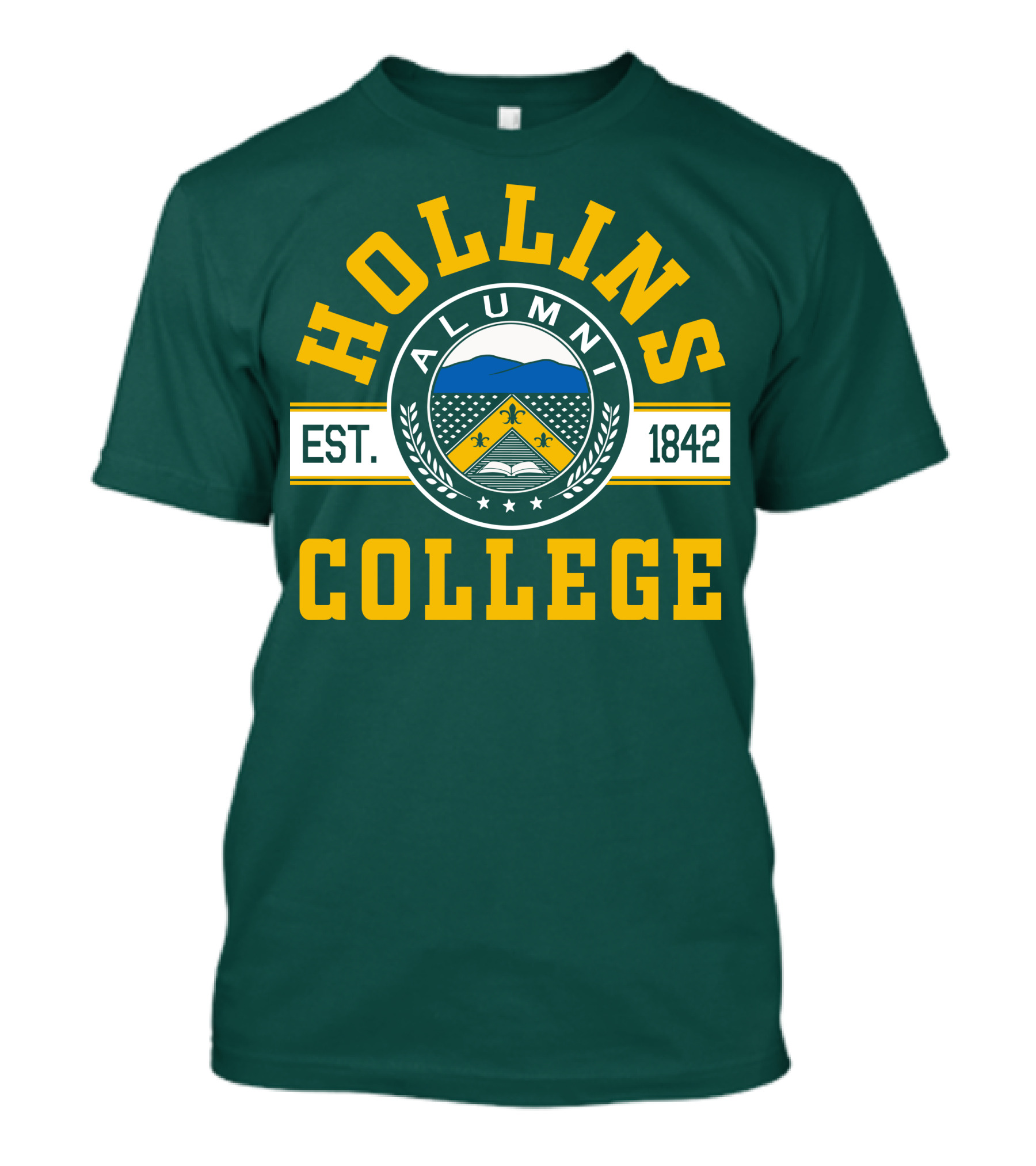 Hollins College Alumni Est. 1842 Fleur-de-lis And Mountain Emblem T-Shirt
