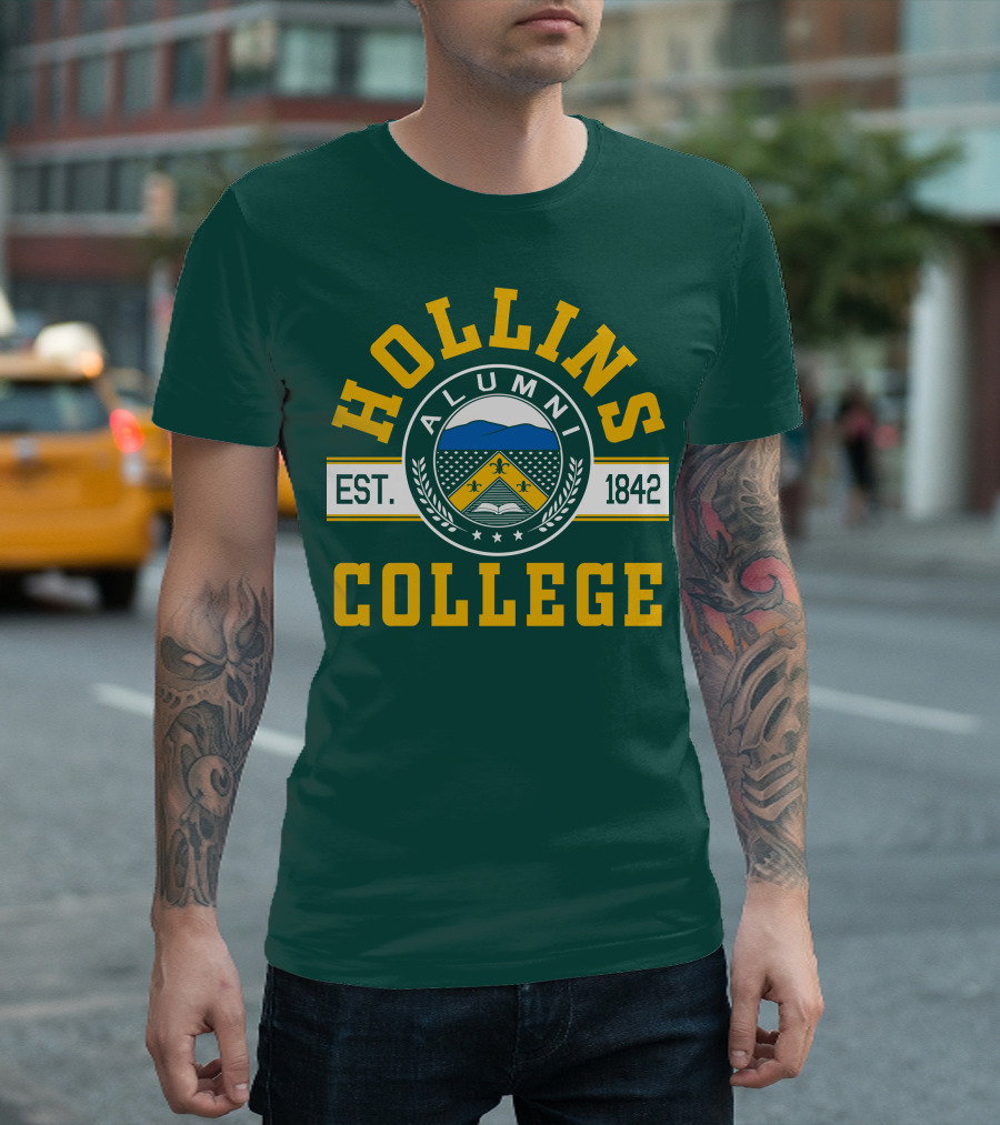Hollins College Alumni Est. 1842 Fleur-de-lis and Mountain Emblem T-Shirt