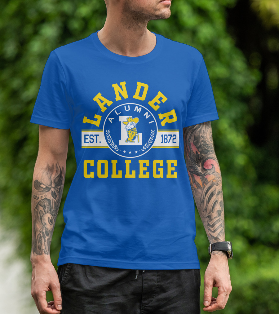 Lander College Alumni Est. 1872 Blue And Yellow T-Shirt