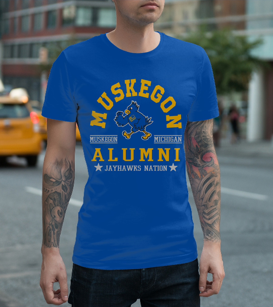 Muskegon Michigan Alumni Jayhawks Nation T-Shirt