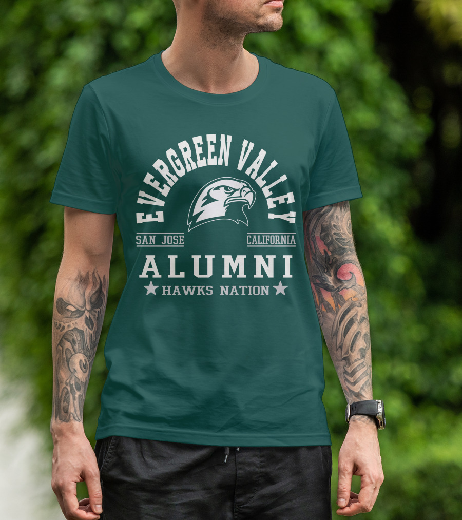 Evergreen Valley San Jose California Alumni Hawks Nation T-Shirt