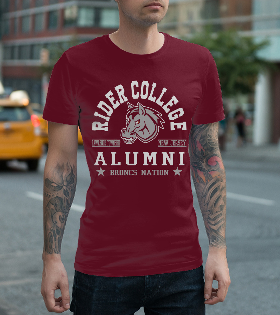 Rider College Alumni Broncs Nation Lawrence Township New Jersey T-Shirt
