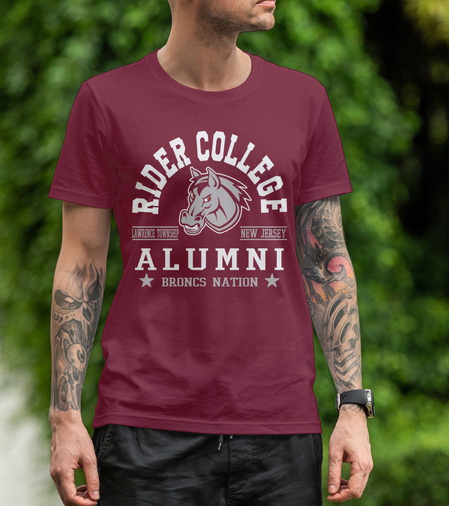 Rider College Alumni Broncs Nation Lawrence Township New Jersey T-Shirt