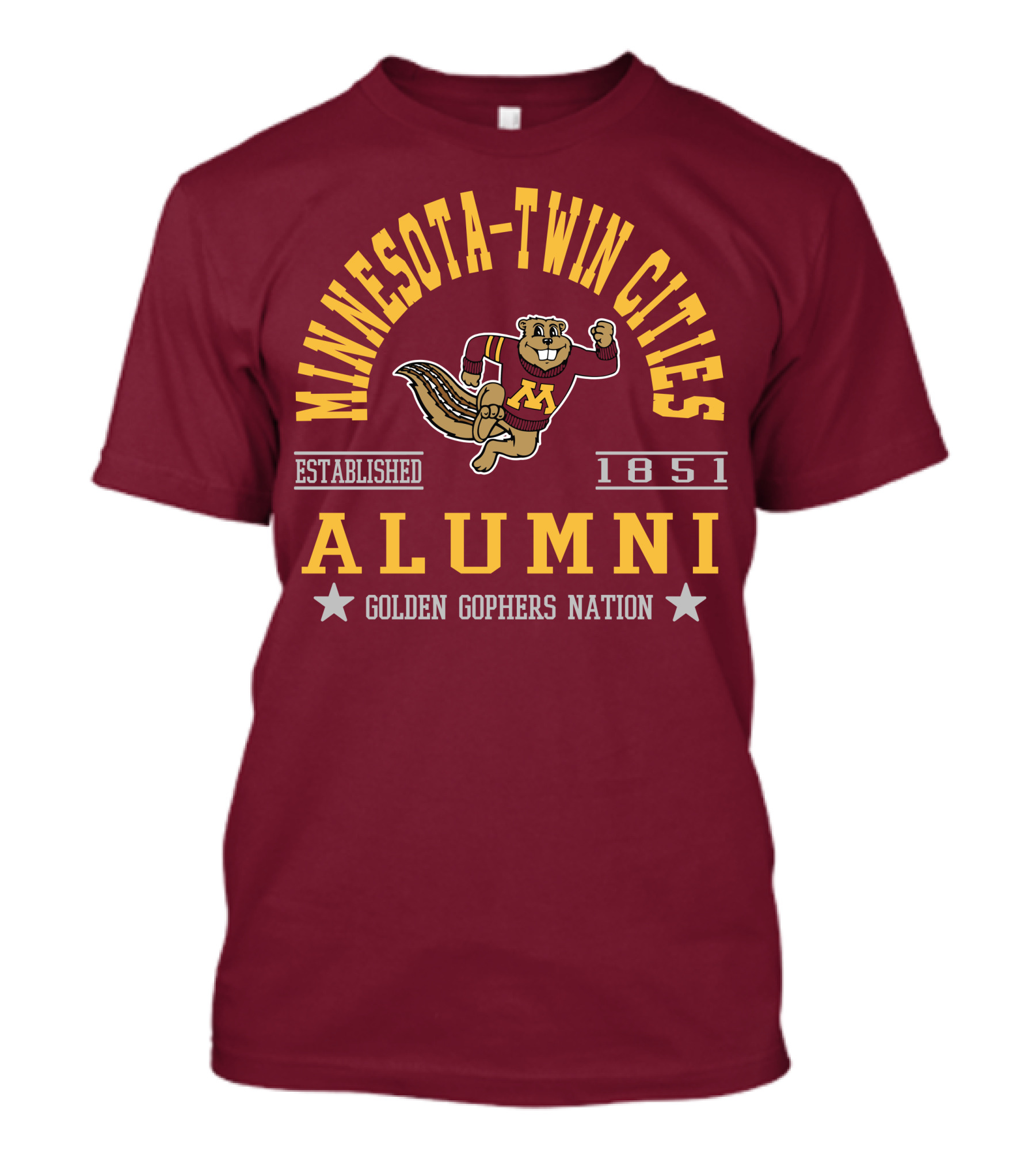 Minnesota-Twin Cities Alumni Established 1851 Golden Gophers Nation T-Shirt