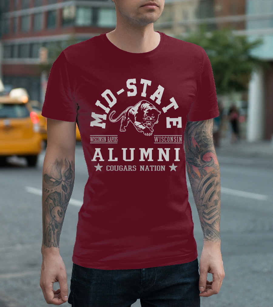 Mid-State Alumni Cougars Nation Wisconsin Rapids Wisconsin T-Shirt