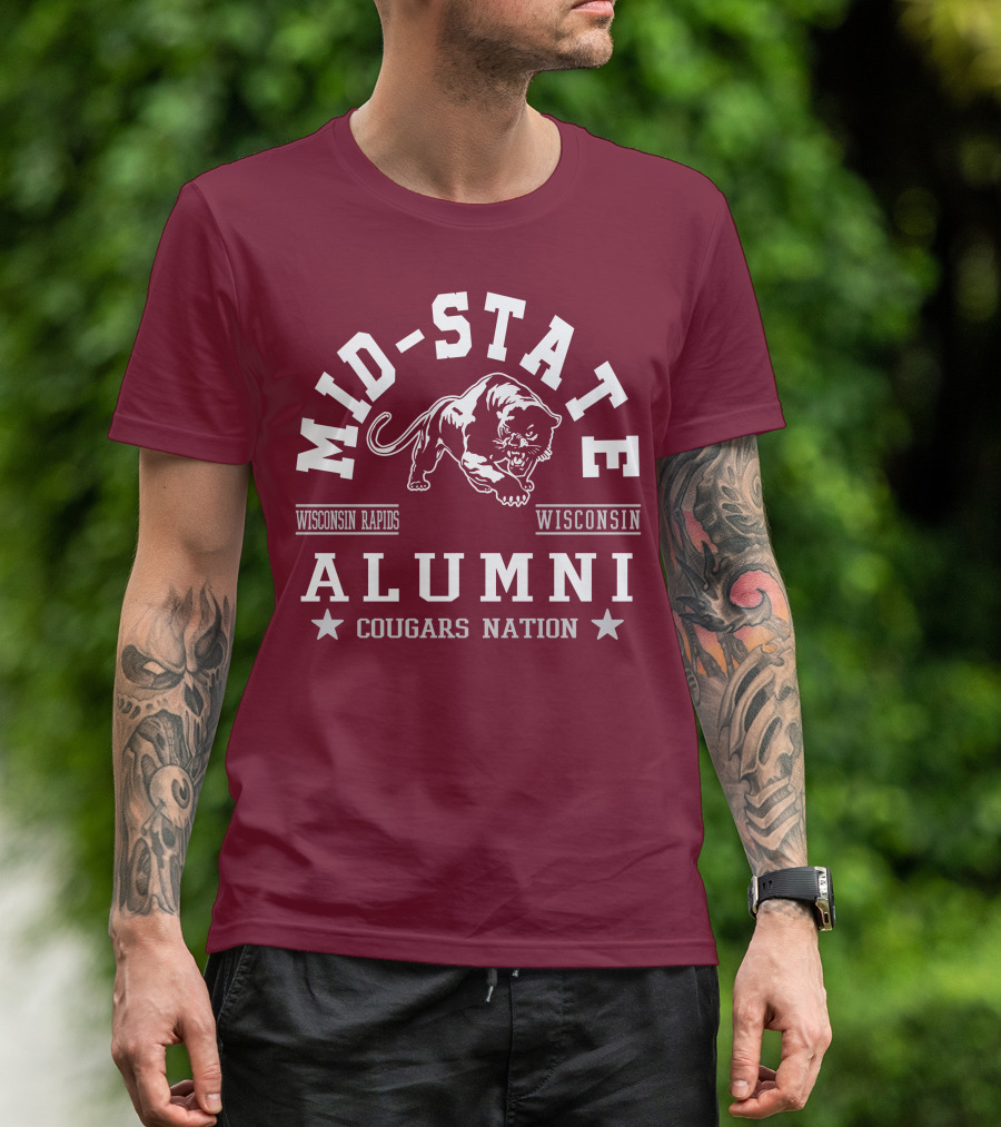 Mid-State Alumni Cougars Nation Wisconsin Rapids Wisconsin T-Shirt